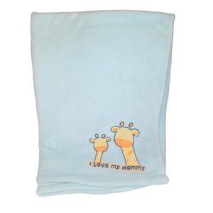 Snugly Baby I Love My Mommy Mama & Baby Giraffe Blue Blanket Lovey 31" X 38"